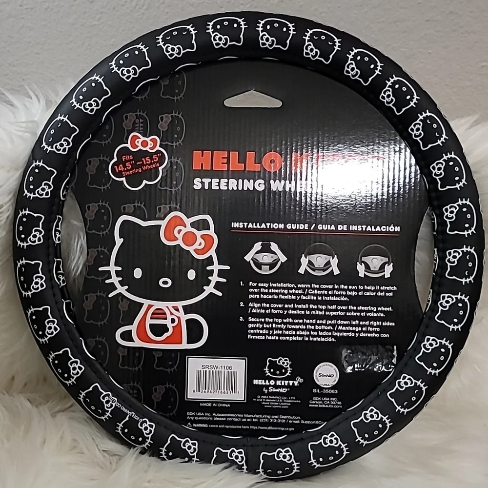 đź–¤Sanrio Hello Kitty Black and White Steering Wheel Coverđź–¤ - Picture 5 of 7